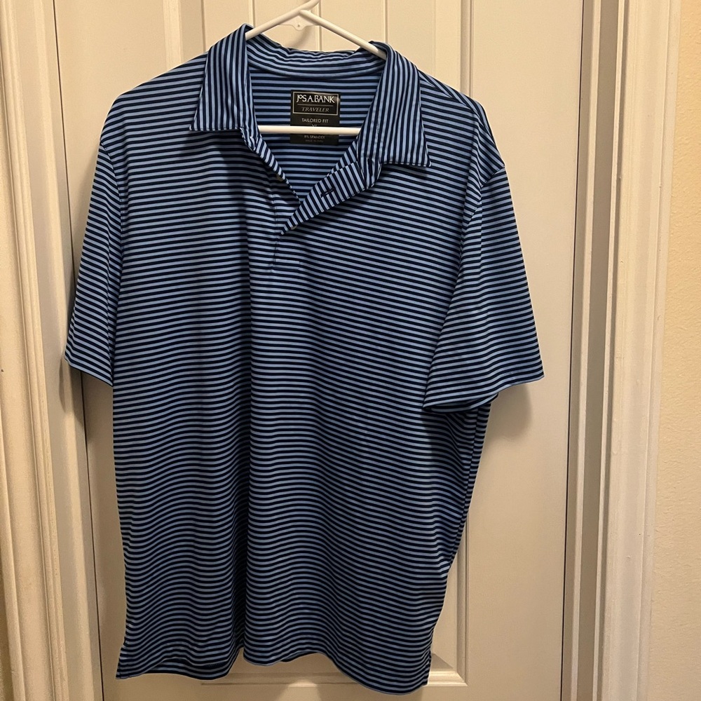 Jos. A. Bank Navy and Light Blue Striped Polo